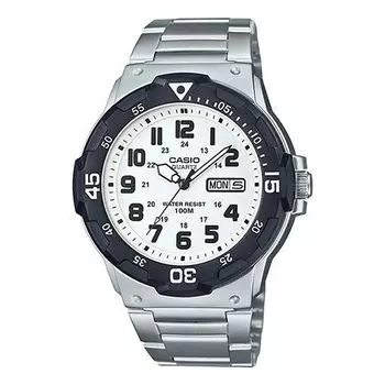 Часы CASIO Waterproof Stainless Steel Strap Quartz Sports Mens Silver Analog, цвет silver