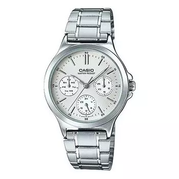 Часы CASIO Waterproof Stainless Steel Strap Quartz White Analog, белый