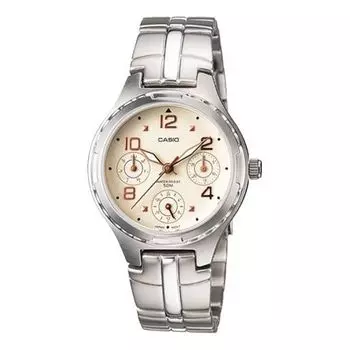 Часы CASIO Waterproof Stainless Steel Strap White Analog, белый