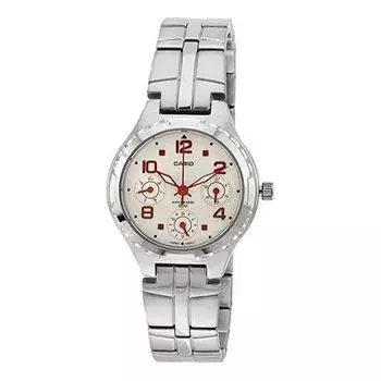 Часы CASIO Waterproof Stainless Steel Strap White Analog, белый