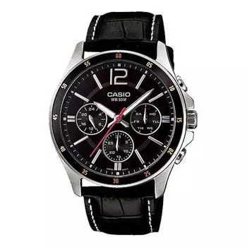 Часы CASIO Waterproof Unisex Mens Black Analog, черный