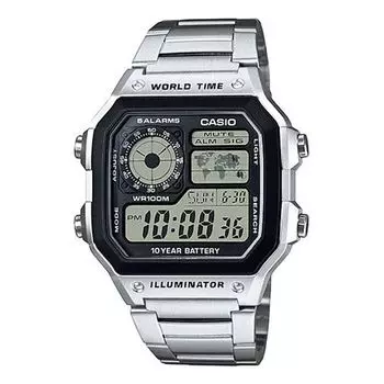 Часы CASIO Youth Series Standard Stainless Steel Sliver Quartz Waterproof Mens Silver Digital, серебряный