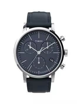 Часы Chicago с хронографом и кожаным ремешком Timex, синий