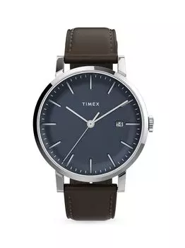 Часы Chicago с кожаным ремешком Timex, коричневый