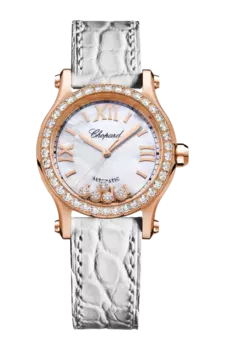 Часы Chopard Happy sport из розового золота с бриллиантами 30 мм