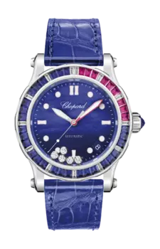 Часы Chopard Happy sport с белым золотом, бриллиантами, сапфирами и рубинами 40 мм
