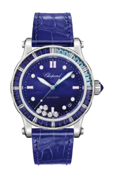 Часы Chopard Happy sport с белым золотом, бриллиантами, сапфирами и топазами 40 мм