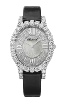 Часы Chopard L'heure du diamant oval medium из белого золота с бриллиантами