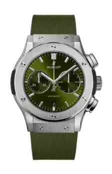 Часы classic fusion chronograph titanium green 45 мм Hublot