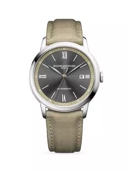 Часы Classima из нержавеющей стали и парусины Baume & Mercier, серый