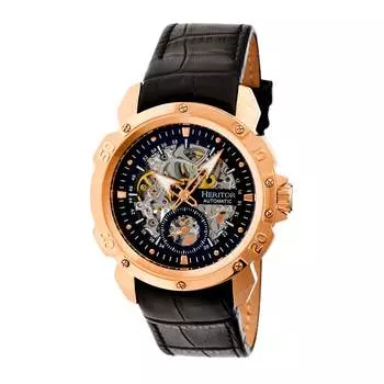 Часы Conrad Skeleton с кожаным ремешком Heritor Automatic, розовый