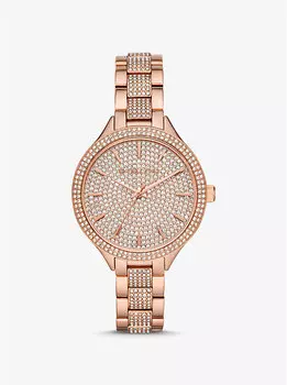 Часы цвета розового золота с паве Michael Kors, золотой