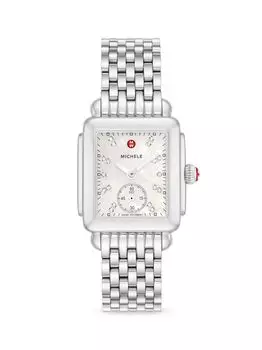 Часы Deco 16 с бриллиантами, перламутром и браслетом из нержавеющей стали Michele, серебряный