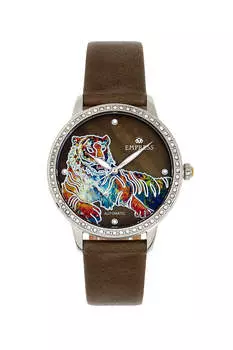 Часы Diana Automatic с гравировкой MOP и кожаным ремешком Empress, оливковый