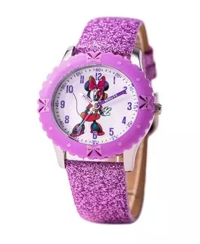 Часы Disney Minnie Mouse для девочек с фиолетовым кожаным ремешком, 32 мм ewatchfactory