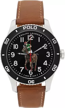 Часы для игрока в поло серебристо-коричневого цвета Polo Ralph Lauren