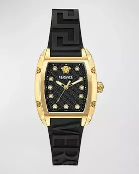 Часы Dominus, 36 мм, с силиконовым ремешком, черные Versace, цвет Yellow Gold