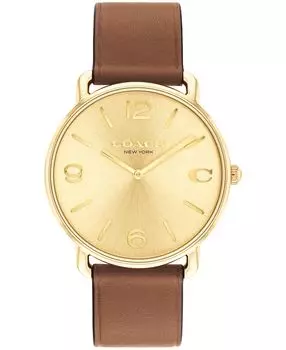 Часы Elliot Saddle с кожаным ремешком унисекс, 40 мм COACH