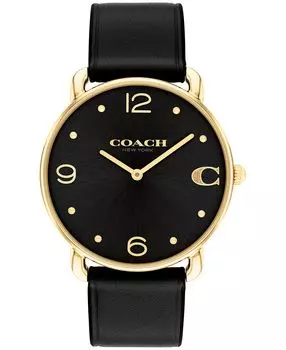 Часы Elliot унисекс с черным кожаным ремешком, 36 мм COACH, черный