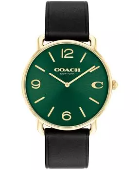 Часы Elliot унисекс с черным кожаным ремешком, 40 мм COACH