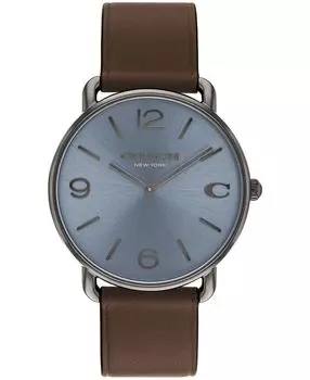 Часы Elliot унисекс с темно-коричневым кожаным ремешком, 40 мм COACH