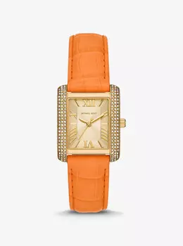 Часы Emery Pav из кожи золотистого цвета и с тиснением под крокодила Michael Kors, желтый