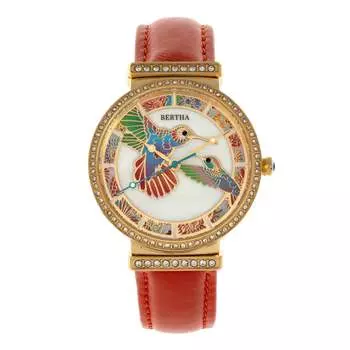 Часы Emily с перламутровым кожаным ремешком Bertha, оранжевый