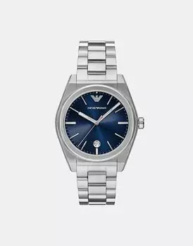 Часы Emporio Armani с тремя стрелками и датой из нержавеющей стали в серебристом цвете