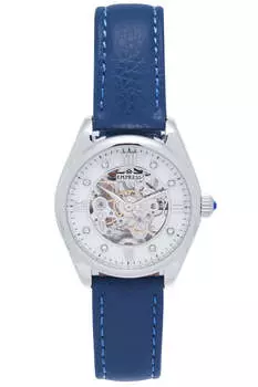 Часы Empress Magnolia Automatic MOP Skeleton Dial Leather Band, синий