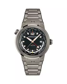 Часы F-80 GMT Worldtime, 43 мм Ferragamo, черный