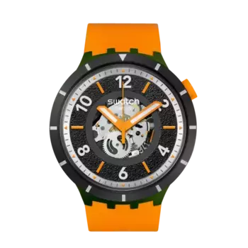 Часы Fall-Iage зеленого цвета с оранжевым ремешком Swatch, оранжевый