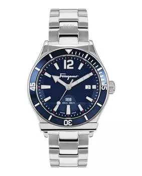 Часы Феррагамо 1898 года Salvatore Ferragamo, цвет silver/stainless steel/blue