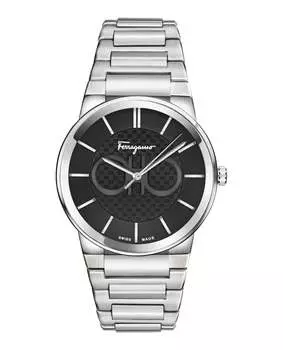 Часы Ferragamo с сапфировым браслетом Salvatore Ferragamo, цвет silver/stainless steel/black