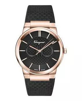 Часы Ferragamo Sapphire Silicone Salvatore Ferragamo, черный/розово-золотой/черный