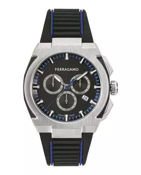 Часы Ferragamo Supreme Chrono из силикона Salvatore Ferragamo, цвет black/stainless steel/black