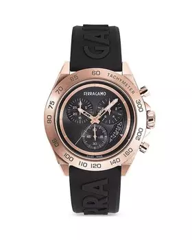 Часы Ferragamo Urban из нержавеющей стали с ионным покрытием, хронограф, 43 мм, черный