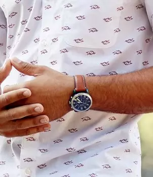 Часы Fossil Grant с хронографом из нержавеющей стали и кожаным ремешком, коричневый