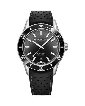 Часы Freelancer Diver с резиновым ремешком, 42,5 мм Raymond Weil, черный