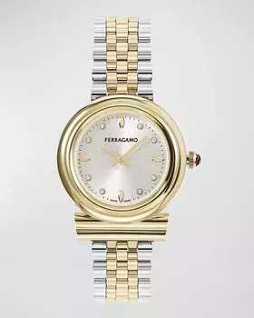 Часы Gancini, 28 мм, с ремешком-браслетом, двухцветные Ferragamo, цвет Two Tone