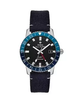 Часы GMT Automatic с кожаным ремешком, 40 мм Zodiac, черный