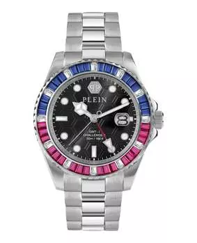 Часы GMT-I Challenger Baguettes PHILIPP PLEIN, цвет silver/stainless steel/black