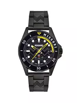 Часы GMT Traveller 43 мм из нержавеющей стали Missoni, черный