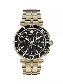 Часы Greca Chrono Goldtone из нержавеющей стали Versace, желтый