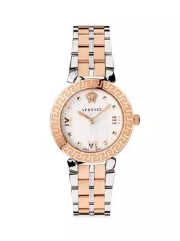 Часы Greca Icon из нержавеющей стали с оттенком розового золота Versace