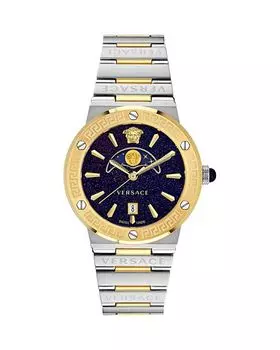 Часы Greca с логотипом Moonphase, 38 мм Versace, цвет Blue