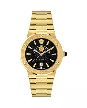 Часы Greca с логотипом Moonphase, 38 мм Versace, цвет Black