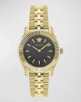 Часы Greca Time, 30 мм, с ремешком-браслетом, золотой/черный Versace, цвет Yellow Gold