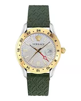 Часы Greca Time GMT Versace, зеленый/двухцветный/серебристый