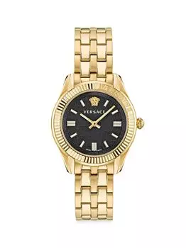 Часы Greca Time Goldtone с браслетом из нержавеющей стали Versace, желтый
