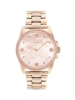 Часы Greyson 36MM из нержавеющей стали с покрытием из розового золота COACH, золотой
